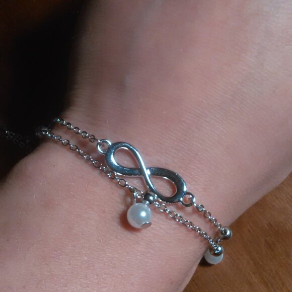 Double Row Infinity Bracelet, Extends to Anklet - Picture 1 of 13